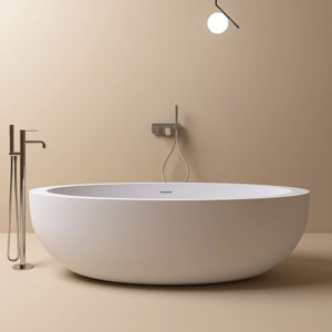 Bañera Independiente Moderna Maydon, Diseño Ovalado Elegante, Superficie Sólida de Piedra Artificial, Ecológica y Duradera, 1850 mm - Product Image 3