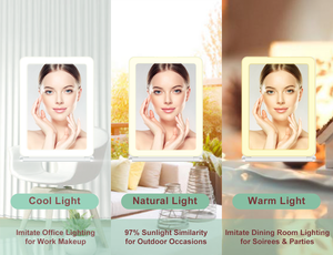 Led thắp sáng mỹ phẩm Màn hình cảm ứng gương 1X 3x Độ phóng đại du lịch Gương trang điểm có thể gập lại có thể sạc lại make up gương - Product Image 5