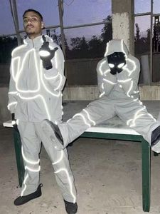 Мужской спортивный костюм на молнии, свободного кроя, укороченный, из нейлона, не мнется, коричневый, 78% нейлон, светоотражающий, удлиненный, укороченный, свободный, ветрозащитный - Product Image 4