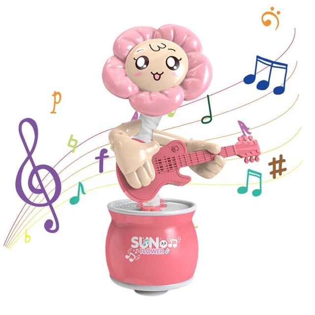 New Arrival Electric Talking Recording Musical Flowers Singing and Dancing Sunflower Bump and Go Toys Rock Roll Doll for Child