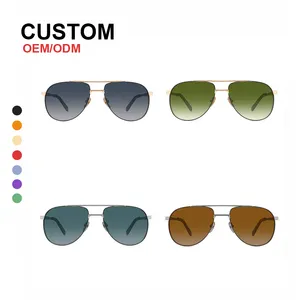 Venda quente óculos de sol personalizados big frame moda metal óculos de sol para homem e mulher UV 400 lentes de sol