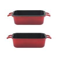 Moule à pain en fonte émaillée pour la cuisson du pain à la banane, du pain au levain, du pain en pain, pour la cuisson du pain fait maison, rouge