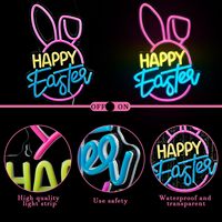 Neonawall Happy Easter Bunny LED Neon Sign Wall Decor for Spring Home Easter Party Yard Window Gift for Easter Lovers