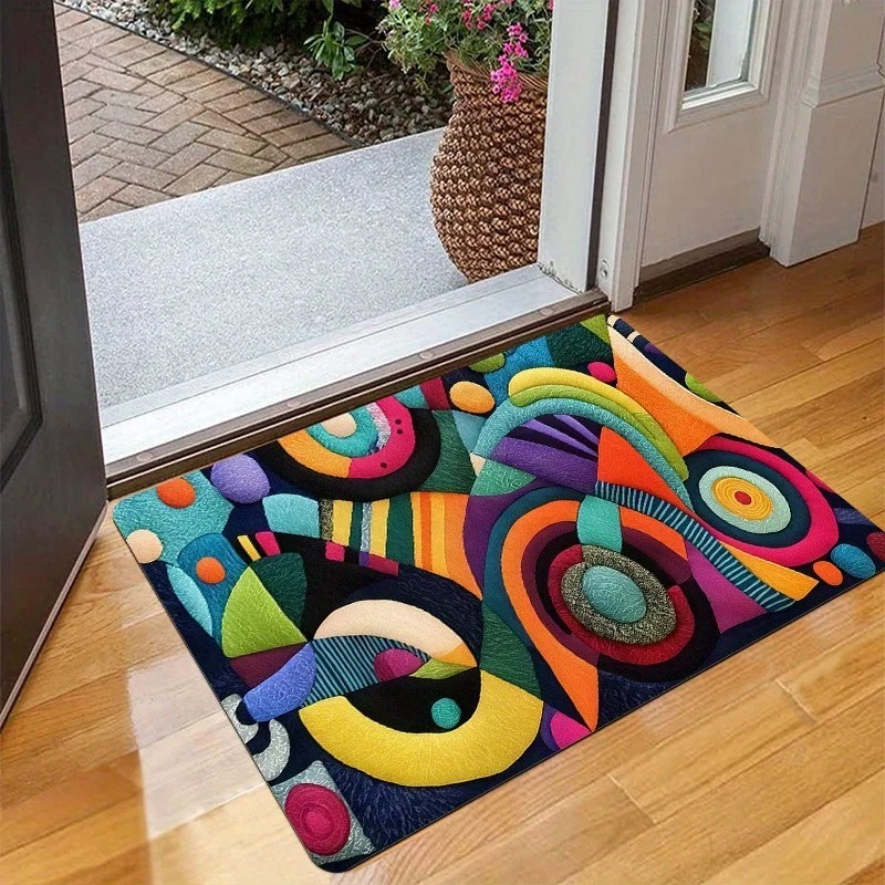 Colorful Abstract Modern Geometric Doormat – Bold Entryway Floor Mat