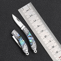 Couteau pliant porte-clés miniature en laiton coloré, fait main, avec coque gaufrée, exquis et portable, pour fruits