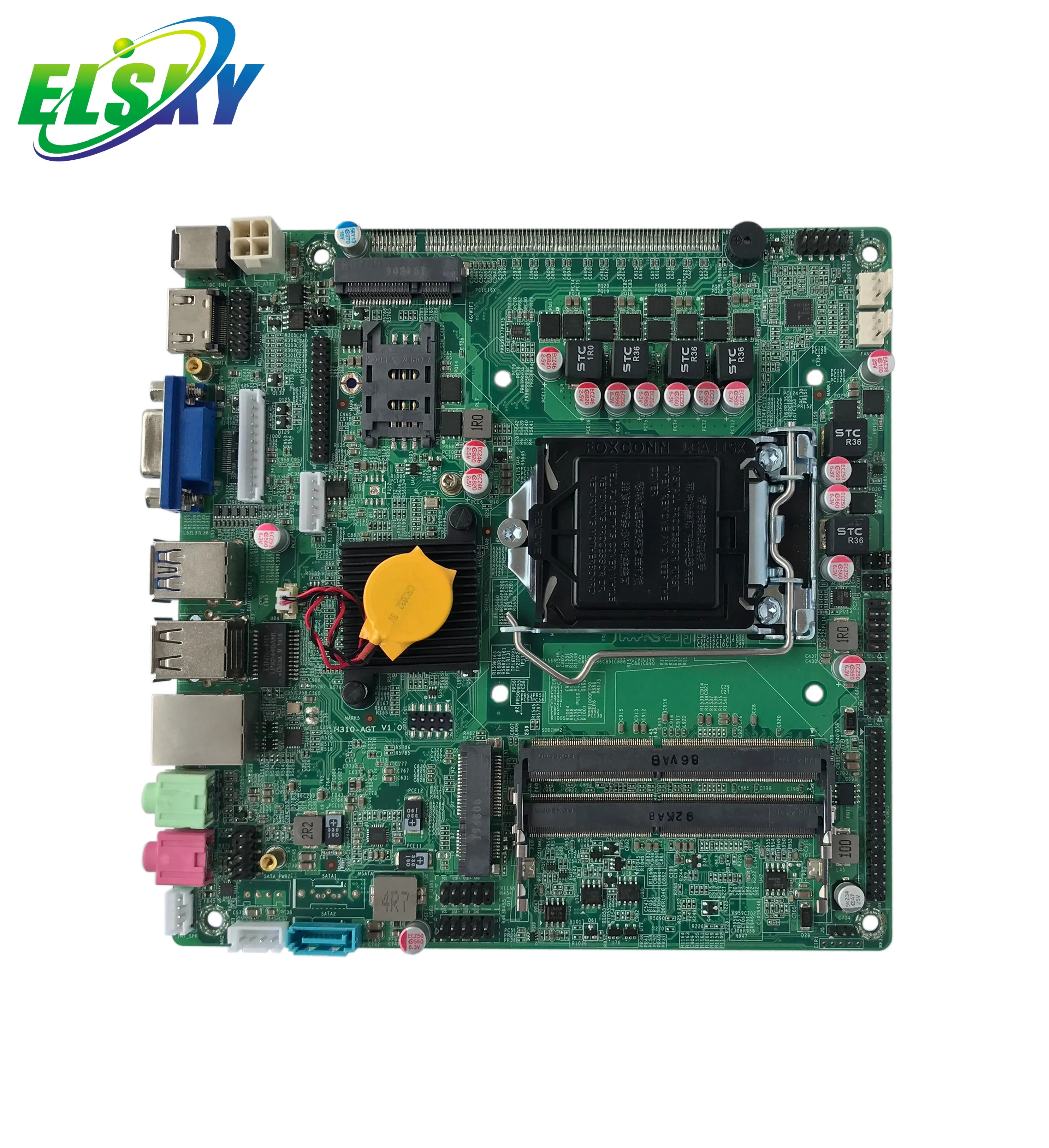 ELSKY QM3100 lga motherboard 1151 socket 8th Gen Core i3-8100U CPU 2*DDR4 M.2 PCIE x16 H310 VGA Desktops 12/19V power