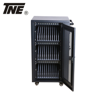 Chariot de recharge portable 30 emplacements pour tablettes et téléphones, USB Type-C, 2 ventilateurs, en acier SPCC, support multi-appareils, avec verrouillage pour usage en espace public