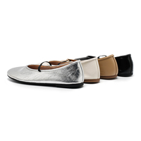 Ballerines décontractées confortables en cuir véritable souple avec nœud en satin Mary Jane pour femmes, antidérapantes