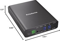 Chargeur portable Krisdonia PD 100W USB C, batterie externe 64000mAh avec double PD (100W et 65W) pour ordinateurs portables Type-C