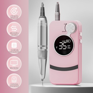 Pink <b>Nail</b> Drill Machine 35000RPM Electric File Professional Rechargeable Acrylic Gel Grinder Buffer Tools - Product Image 4