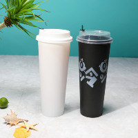 85mm diamètre du cou 700 ml 500 ml 360 ml NOUVEAU Design Transparent Plastique PP Gobelet Boba jetable avec logo personnalisé