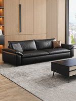 Großhandel Italienische Ledersofa-Sets für Wohnzimmermöbel. Moderne Modulare Schwarze Ledersofa-Möbelsets.