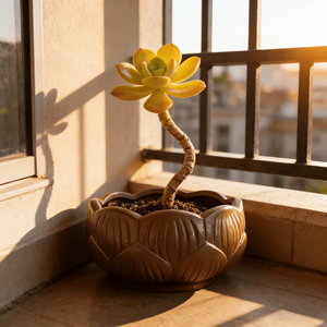 Pots en céramique émaillée en terre cuite grossière avec trou de drainage pour plantes succulentes et fougères asperges - Jardinières de bureau écologiques et durables - Product Image 6