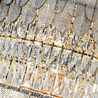 Lustres en cristal à quatre étages longs et modernes pour salles de banquet d'hôtels de luxe, escaliers de grandes villas et plafonds hauts