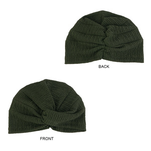Nouvelles dames plissé couleur unie sommeil indiens casquette croix torsion ethnique Costume chimio Turban femmes - Product Image 5