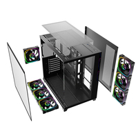 Boîtier PC Gaming Micro ATX en Alliage d'Aluminium de Type Mid-Tower, Panoramique à 270 Degrés, Style Aquarium à Double Compartiment, Prend en Charge le Refroidissement Liquide de 240 mm
