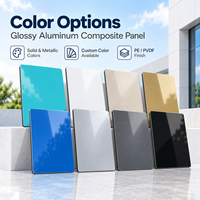 Panneau composite en aluminium brillant de couleur personnalisée, revêtu de PE, 4 mm, 1220 x 2440 mm, pour revêtement mural intérieur