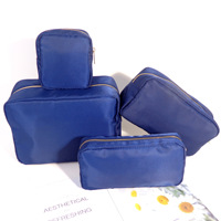 Set Tas Kosmetik Nilon Kapasitas Besar, Kantong Organizer Perjalanan Lipat Tahan Air, Kotak Penyimpanan Makeup Multi-Ukuran untuk Wanita