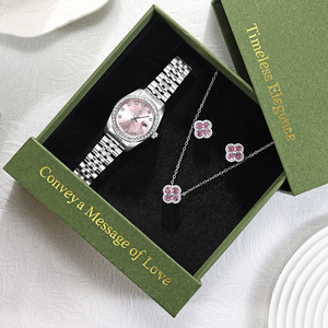 Luxury <strong>Fashion</strong> Women <strong>Watch</strong> Jewelry Gift <strong>Set</strong> Elegant Stainless Steel Quartz Wristwatch Acrylic Necklace Bracelet <strong>Set</strong> Business - Product Image 1