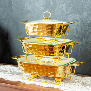 Gold Stone Pattern <strong>Rectangular</strong> <strong>Ceramic</strong> <strong>Baking</strong> <strong>Tray</strong> Heating Dry Soup Pot Casserole Bake Ware - Product Image 1