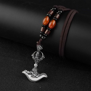 Collier amulette Bouddha en acier inoxydable, pendentif Vajra pour homme, bijoux bouddhistes classiques, bijoux rétro pour femme - Product Image 3