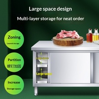 Table de travail en acier inoxydable robuste, conception OEM/ODM, avec armoire de rangement, station de préparation pour cuisine commerciale, restaurant, hôtel
