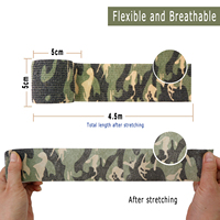 Bande adhésive camouflage cohésive de 5 cm x 4,5 m pour le football, la protection des genoux, des doigts et le fitness