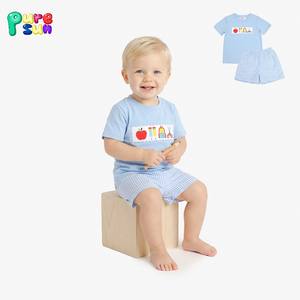 Puresun Produsen Pakaian Anak Set Motif Cetak Kustom Aplikasi Gambar Anjing Bahan Katun Ramah Lingkungan Pakaian Anak Laki-laki Set Pakaian Anak - Product Image 2