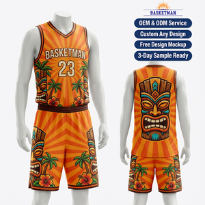 Family Set Tiki Custom Kids Basketball Jersey Tropical Sublimated Team Uniforms for Youth Camp Family Matching 1 Set MOQ - Product Image 1
