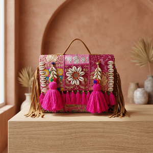 Meilleures ventes : Sacs à main décontractés en cuir véritable faits à la main, style traditionnel indien, grande capacité, légers, avec fermeture éclair - Product Image 3
