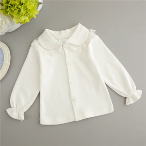 Mercato all'ingrosso Casual risvolto abbigliamento per bambini vestiti per ragazze camicia a maniche lunghe con fiori per bambini - Product Image 3