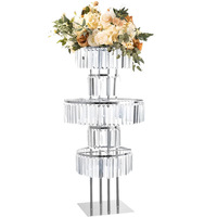 Support à fleurs de luxe en métal doré et cristal, 4/5 niveaux, pour mariage, modèle JSHJ de la marque JHMJ, idéal pour les décorations de centre de table.