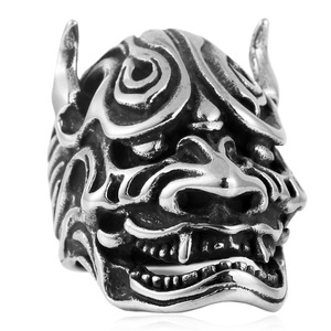 Anillo de Acero Inoxidable con Cara de Toro Monstruo para Hombre, Joyería Punk, Color Plateado, Accesorio de Fiesta, Diseño Geométrico 213031 - Product Image 5