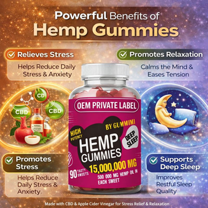 विश्राम तनाव राहत आहार पूरक के लिए ओम निजी लेबल हेम्प गुम्मीज़ - Product Image 3