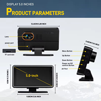 Podofo HUD Affichage Tête Haute pour Voiture Version Internationale Affichage de Vitesse 5'' Caméra DVR Enregistrement en Boucle Plug & Play pour Voiture/Bus/Camion