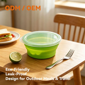 400ML Round Silicone Food Container, LFGB Certified Foldable Pre-Meal Bowl, <b>Microwave</b> and Dishwasher Safe Lunch Box - Product Image 1