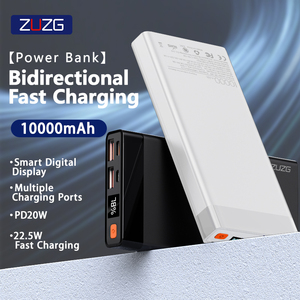 ZUZG Precio al por Mayor OEM 10000mAh PD20W+QC22.5 Banco de Energía de Carga Rápida Bidireccional con Pantalla Digital Inteligente - Product Image 2