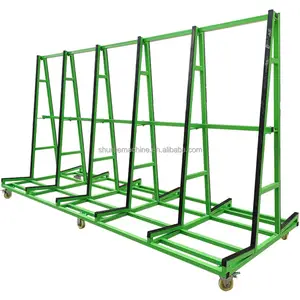 1500Kg 4 Meter Glas Een Frame Verticale Opbergrek Graniet Vervoer Rekken Trolley Met 6 Wielen