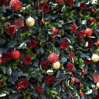 Bloemenwand achtergrondrol Rosy Flower FW128, kunstbloemen, 8ft x 8ft, voor kerstdecoratie