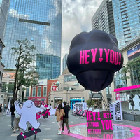 Modèle géant de montgolfière gonflable grand ouvert à la vente, affichage extérieur personnalisé, ballons à air chaud colorés