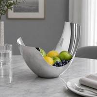 Corbeille à fruits ovale de luxe en acier inoxydable, durable et moderne, plateau de service sculptural pour fêtes, maison et restaurant
