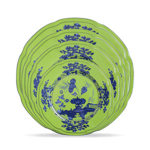 Assiette en Porcelaine Fine à Motifs Floraux Verts et Bleus, Style Vintage, Vaisselle Décorative Élégante pour Mariage, Assiettes Personnalisées de Luxe Style Italien - Product Image 1