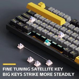 <span class=keywords><strong>Clavier</strong></span> de jeu RGB LEAVEN K98 DIY, tri-mode, mécanique, axe cyan, touches entièrement remplaçables à chaud pour le gaming - Product Image 1