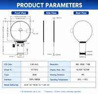Écran LCD TFT circulaire de 2,5 pouces, 480x480, ST7701S, 3SPI RGB, module d'écran rond, OEM, directement de l'usine