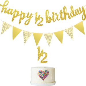 Bannière <span class=keywords><strong>Joyeux</strong></span> <span class=keywords><strong>Anniversaire</strong></span> 6 Mois, Décoration de Gâteau, Bannière <span class=keywords><strong>Joyeux</strong></span> 1/2 <span class=keywords><strong>Anniversaire</strong></span> pour Bébé Fille de 6 Mois, Décoration de Fête de Demi-<span class=keywords><strong>Anniversaire</strong></span> - Product Image 1
