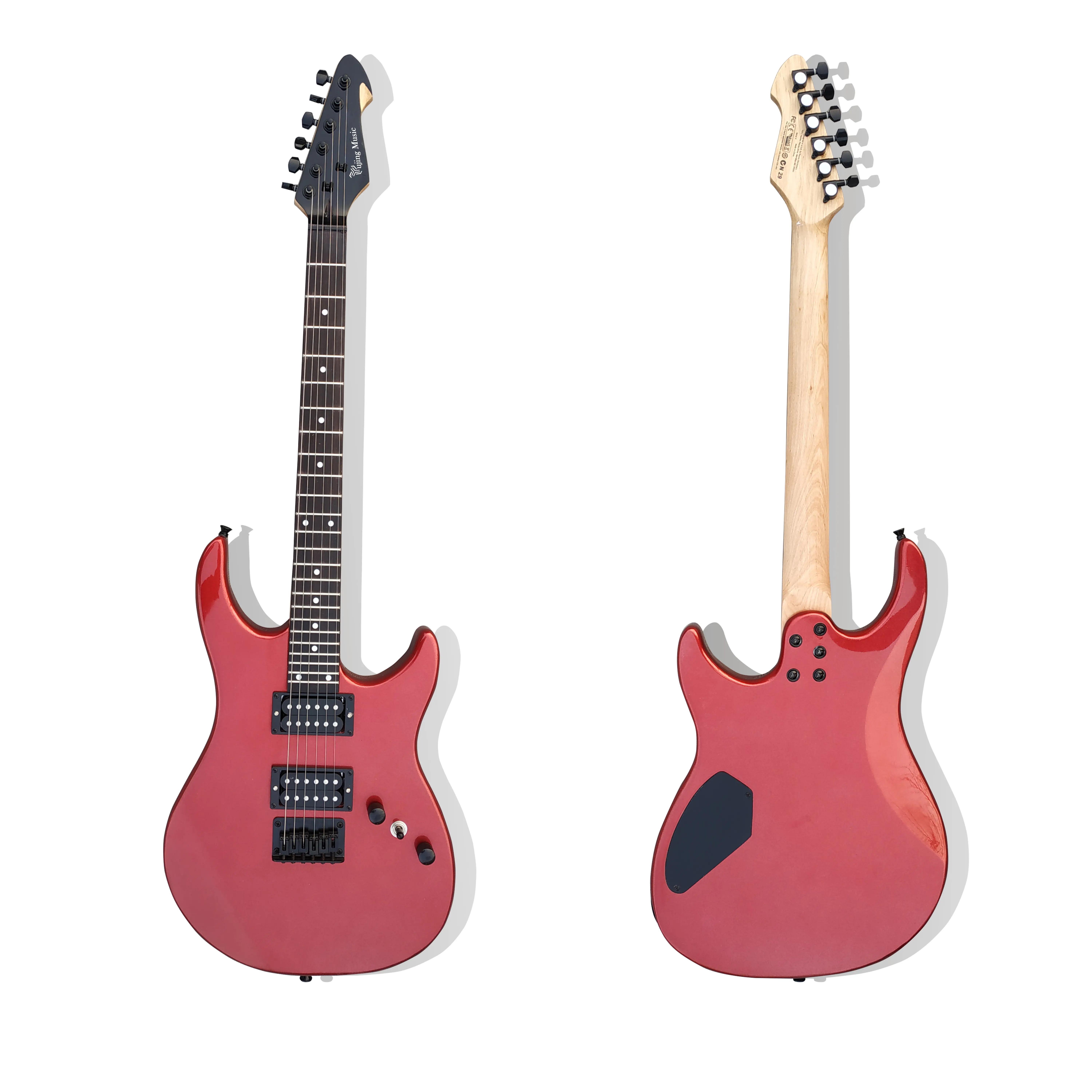 कस्टम फैक्टरी इलेक्ट्रिक गिटार 2 Knobs गिटार सिर है काले इलेक्ट्रिक गिटार