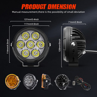 Feux de conduite tout-terrain à LED ronds à 7 lentilles, longue durée de vie, 4,5 pouces, spot, stroboscope, ambre, DRL sur le devant, meilleurs feux auxiliaires pour moto