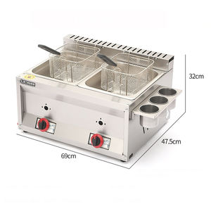 Горячая распродажа, промышленная газовая фритюрница, 2 бака, 2 корзины, промышленная фритюрница для фритюрницы, машина для фритюрницы с масляным фильтром - Product Image 2