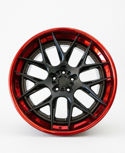 Ruedas Forjadas de 2 Piezas CF a <span class=keywords><strong>Precio</strong></span> de Fábrica, 18-24 Pulgadas, 5 Birlos, 112/114.3/120, Negro Mate con Borde <span class=keywords><strong>Rojo</strong></span>, Ruedas Cóncavas para Autos Modificados - Product Image 1