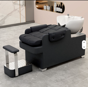 Nordic High-End Modern Luxury Shampoo Chair for Beauty Salon Hair Spa Ceramic Synthetic Leather Adjustable <b>Footrest</b> High-Density - Product Image 3